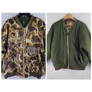 Vintage Mount'n Prairie REVERSIBLE Duck Camo Hunting Jacket‎ Fleece Men's Large